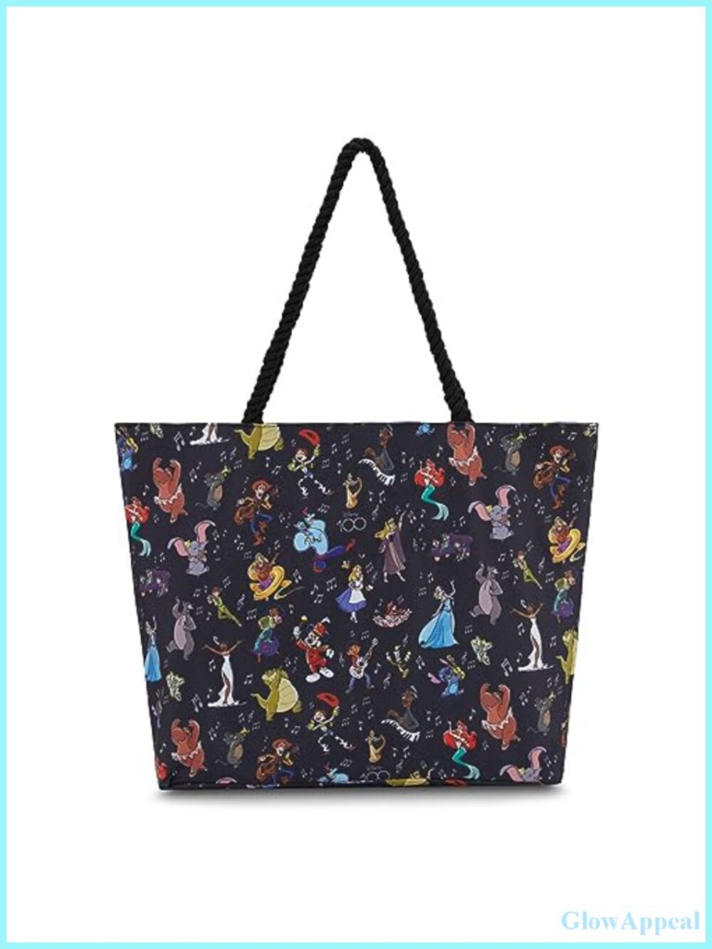 Disney Canvas Tote Bag with Mickey, Minnie & Stitch - Officially Licensed